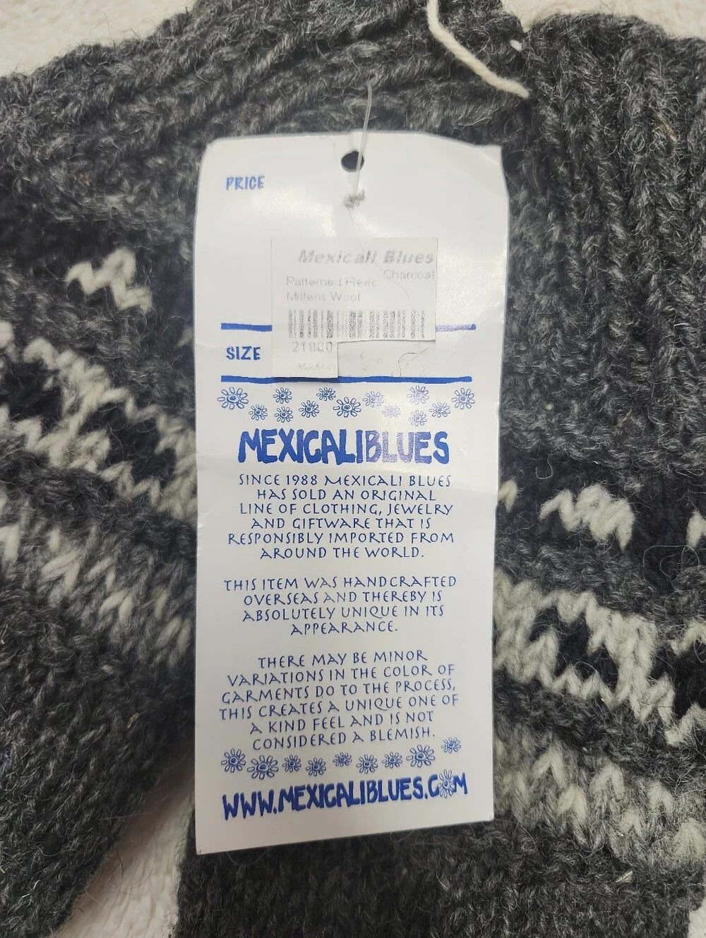 • NWT Mexicali Blues Unisex 100% Wool Mittens One Size Fits Most Charcoal